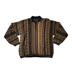 VTG Tundra L 3D 90's Knit Sweater Coogie Style Cosby Show Fisherman